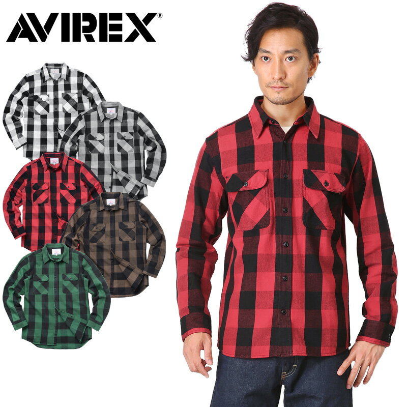 ポイント10倍！AVIREX アビレックス デイリーウエア 6115071 L/S フランネル ブロックチェック シャツ【クーポン対象外】【T】 送料無料 プレゼント ギフト 父の日