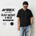 ポイント10倍！AVIREX アビレックス 6123378 デイリーウエア HEAVYWEIGHT 半袖 VネックTシャツ｜カットソー インナー メンズ トップス ブランド 大きいサイズ 無地 コットン100% ヘビーオンス プレゼント ギフト