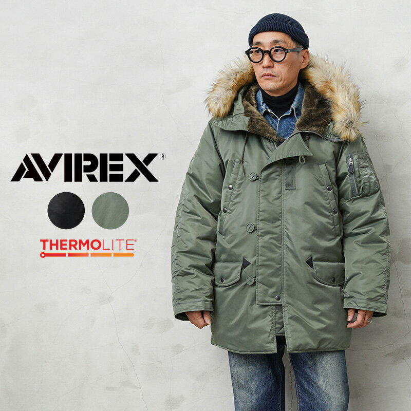 AVIREX アビレックス 7833952019 THERMOLITE N-3B フライトジャケット COMMERCIAL MODEL【クーポン対象外】【T】｜メンズ アウター ミリタリー 大きサイズ 中綿 コート カジュアル カーキ ナイロン ブランド おしゃれ 秋 冬 父の日