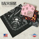 【最短即日発送】HAV-A-HANK ハバハンク MADE IN U.S.A. SKULLS&FLAMES BANDANNA スカルス&フレームス バンダナ【T】