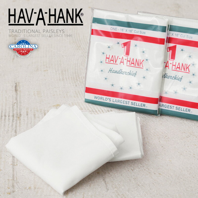 ハバハンク クーポンで最大15%OFF★【あす楽】 HAV-A-HANK ハバハンク 16”×16” HANDKERCHIEFS ハンカチ【T】｜メンズ タオル バンダナ 大判 40cm ブランド おしゃれ 綿 コットン100% 米国製 無地 シンプル 白 ホワイト 送料無料 セール sale 父の日