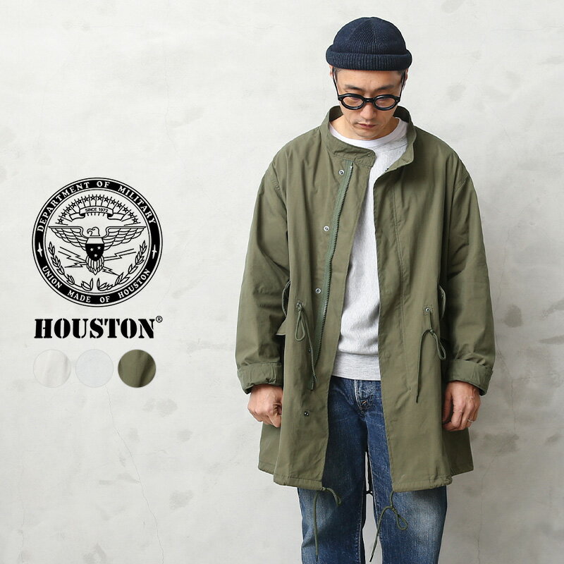 クーポンで最大18%OFF★【あす楽】HOUSTON ヒューストン 51158 M-65 SNOW PARKA（スノーパーカ）【T】｜モッズコート ミリタリーコート ノーカラーコート スノーカモパーカー メンズ アウター ブランド 大きいサイズ おしゃれ ホワイト カーキ オリーブ 秋 冬