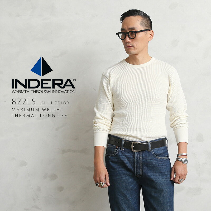 クーポンで最大15%OFF★ INDERA MILLS インデラミルズ 822LS MAXIMUM WEIGHT サーマル NATURAL｜トップス インナー ワッフル Tシャツ カットソー 長袖 ロンt クルーネック ブランド おしゃれ 大きいサイズ 保温 防寒 暖かい セール sale 送料無料 父の日