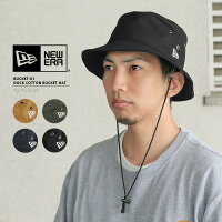 今なら10％OFF☆NEW ERA ニューエラ Bucket-01 ダックコットン バケットハット アゴ紐付【T】｜メンズ レディース 帽子 ブランド おしゃれ 大きいサイズ アウトドア キャンプ カジュアル ロゴ あご紐 綿 秋冬 新作