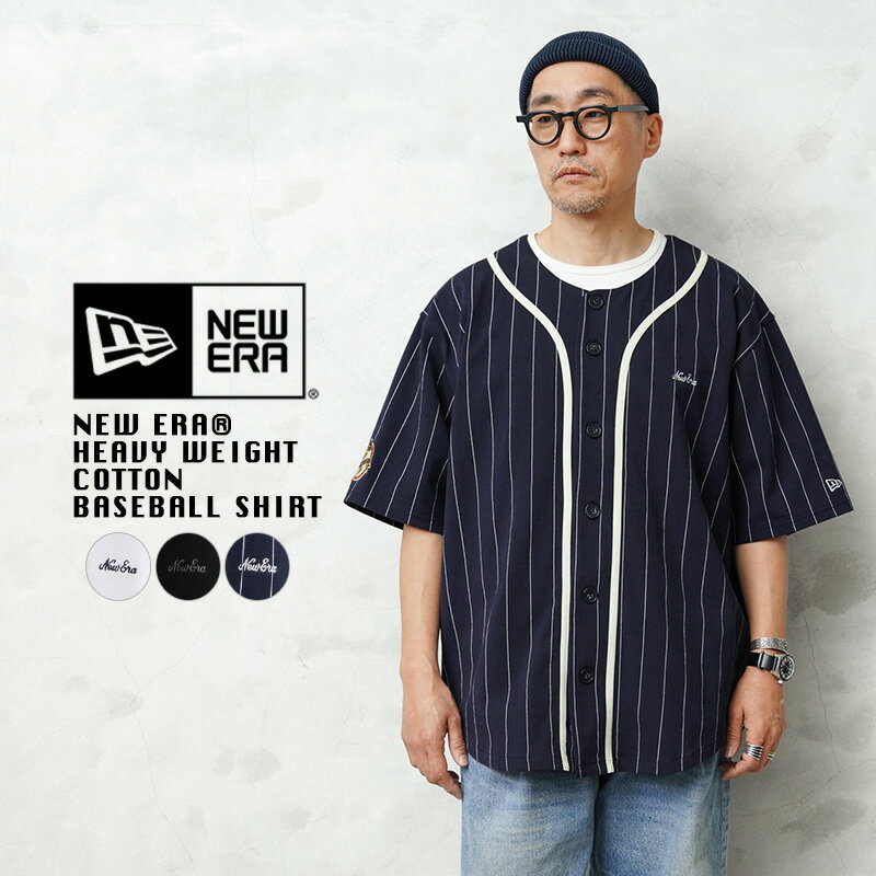 【最短即日発送】NEW ERA ニューエラ HEAVY WEIGHT COTTON BASEBALL SHIRT ヘビーウェイト コットン ベースボールシャツ【クーポン対象外】【T】｜メンズファッション カジュアル 半袖 レイヤード 重ね着 ストリート ビッグシルエット ストライプ ブランド 父の日 ギフトのサムネイル