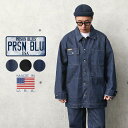 クーポンで最大18%OFF★【あす楽】PRISON BLUES プリズンブルース PRBS199 YARD COAT（ヤード コート）デニムカバーオール MADE IN USA 14.75oz【T】｜メンズ レディース ジャケット ワークジャケット インディゴ アウター 上着 アメカジ おしゃれ 秋 冬 送料無料