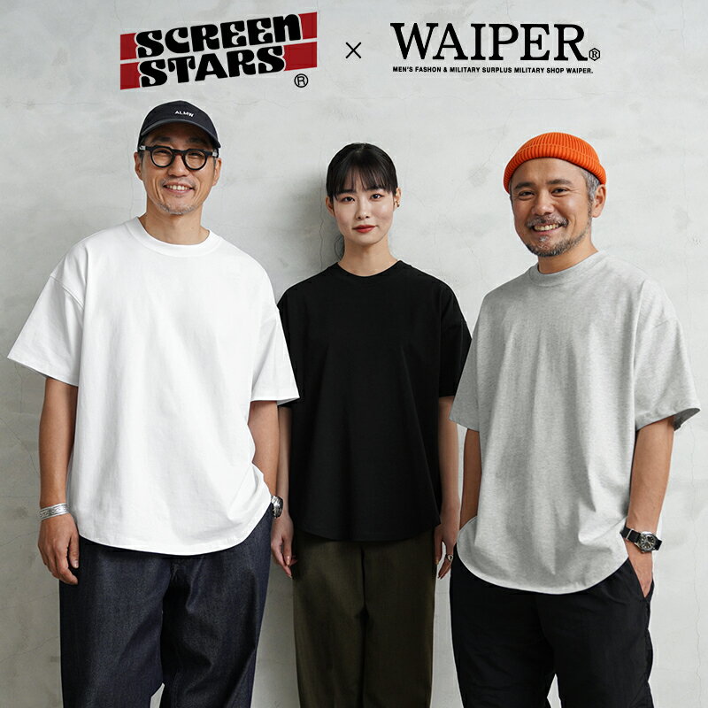 【あす楽】SCREEN STARS×WAIPER 2422-410WP SCREEN STARS HEAVY S/S ラウンドヘム Tシャツ【クーポン対象外】【T】｜メンズ 半袖 大きいサイズ 無地 ブランド トップス おしゃれ シンプル カジュアル 白 黒 クルーネック 父の日