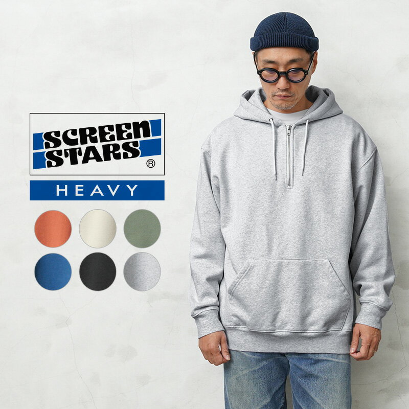 今なら20%OFF★SCREEN STARS スクリーンスターズ 2323-006SS SCREEN STARS HEAVY ビンテージウォッシュ ハーフジップ スウェットフーディ