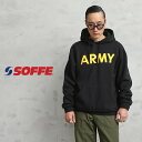 クーポンで最大15 OFF★【あす楽】SOFFE ソフィー 9388-0000119 ARMY プリント プルオーバー スウェットパーカー【T】｜メンズ 大きめ ワンポイント ロゴ おしゃれ ブランド ミリタリー 秋 冬 送料無料 セール sale