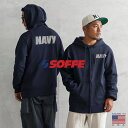 クーポンで10%OFF★ SOFFE ソフィー 9477NX OFFICIAL U.S.NAVY UNIFORM フィジカル トレーニング スウェット ジップ フーディ MADE IN USA / フルジップパーカー｜メンズ トップス 大きいサイズ バックプリント ネイビー ブランド おしゃれ 冬