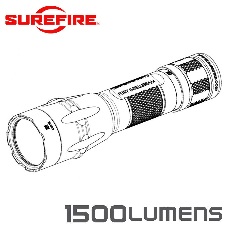 SUREFIRE シュアファイア FURY INTELLIBEAM Auto-Adjusting Dual Fuel LEDフラッシュライト / 1500ルーメン（FURY-IB-DF）【クーポン対象外】【T】 父の日