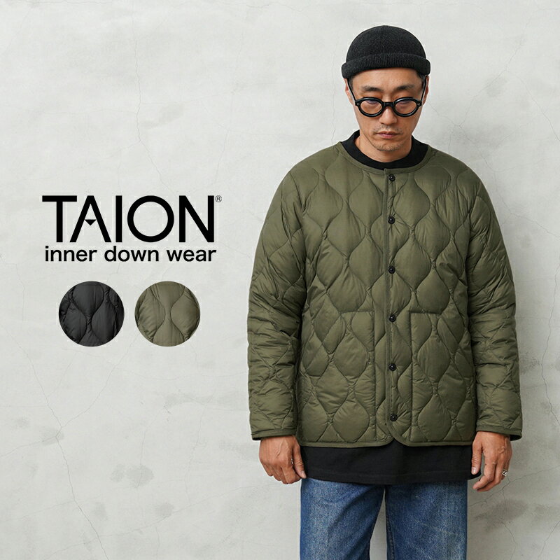 タイオン ダウンジャケット メンズ クーポンで最大15%OFF★【あす楽】TAION タイオン TAION-104ALSBML-1 MILITARY LINE ソフトシェル クルーネック ダウンジャケット【D3】【Sx】【T】 秋 冬 送料無料 セール sale 父の日