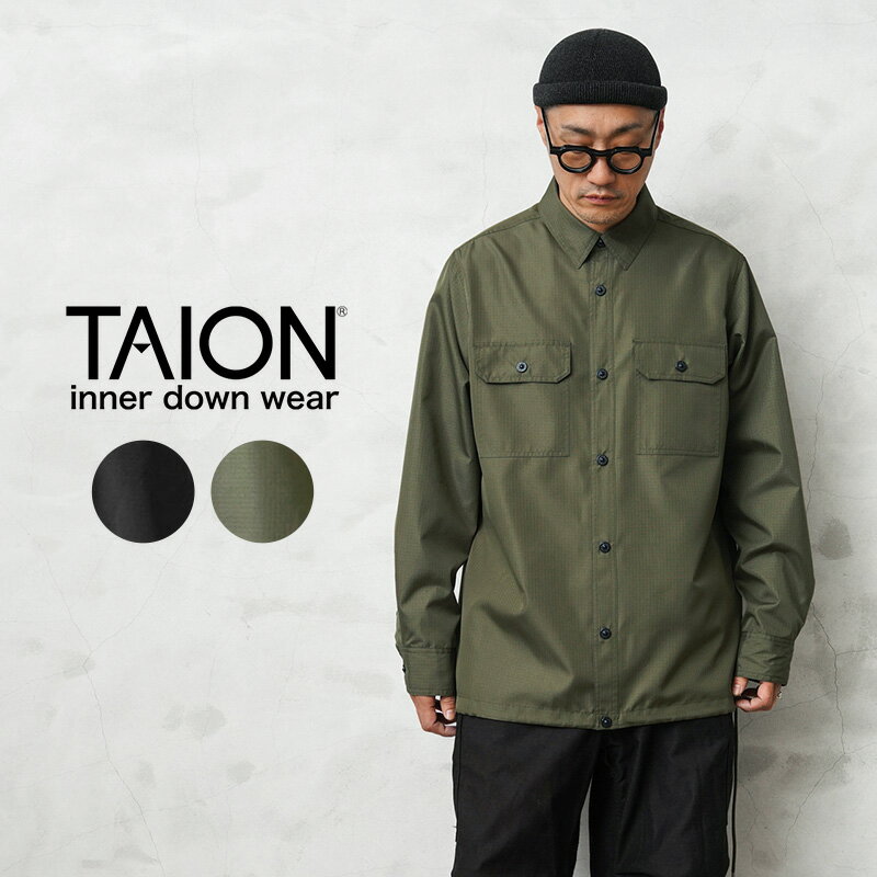 クーポンで最大15%OFF★TAION タイオン TAION-109SHNDML-1 MILITARY LINE ミリタリー ダブルポケット シャツ｜メンズ 長袖シャツ トップス 大きいサイズ リップストップ 撥水 アウトドア キャンプ 釣り ブランド おしゃれ 父の日