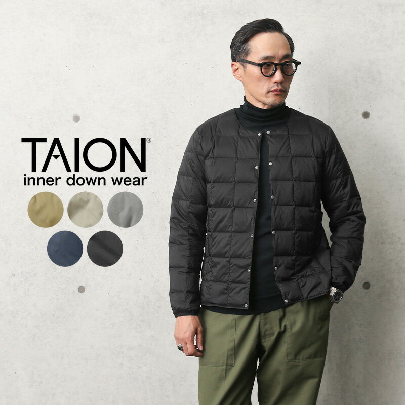 【あす楽】クーポンで最大18%OFF★ TAION タイオン TAION-104 クルーネック インナーダウンジャケット MENS【B2】【Sx】【T】｜保温 防寒 アウター メンズ ブラック 黒 薄手 おしゃれ シンプル デザイン 秋 冬 プレゼント ギフト