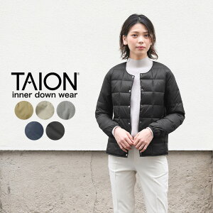 【あす楽】クーポンで最大18%OFF★ TAION タイオン TAION-104 クルーネック インナーダウンジャケット WOMAN【B3】【Sx】【T】｜保温 防寒 アウター レディース ブラック 黒 薄手 おしゃれ シンプル デザイン 秋 冬 プレゼント ギフト