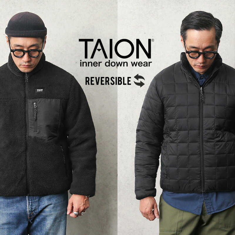 クーポンで最大15%OFF★【あす楽】 TAION タイオン TAION-R102MB MOUNTAIN LINE ダウン/ボア リバーシブル ダウンジャケット MENS【C5】【Sx】【T】｜フリース アウター インナーダウン 黒 ブラック 中綿 アウトドア メンズ おしゃれ 防寒 ブランド 秋 冬 父の日