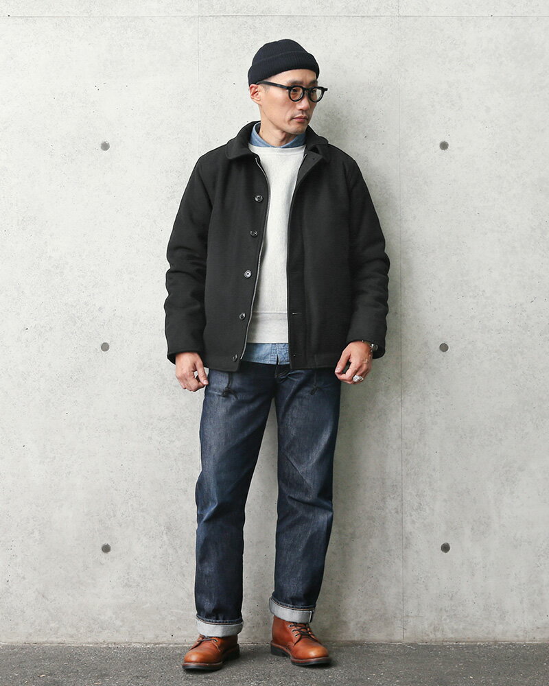 【18%OFFクーポン対象】HOUSTON ヒューストン WAIPER別注 メルトン N-1デッキジャケット【WP11】【Sx】｜メンズ アウター ミリタリージャケット ウールジャケット メルトン N1 ブランド おしゃれ カジュアル アメカジ 大きいサイズ ブラック 冬 セール バレンタイン格安通販　バレンタイン　人気　ランキング