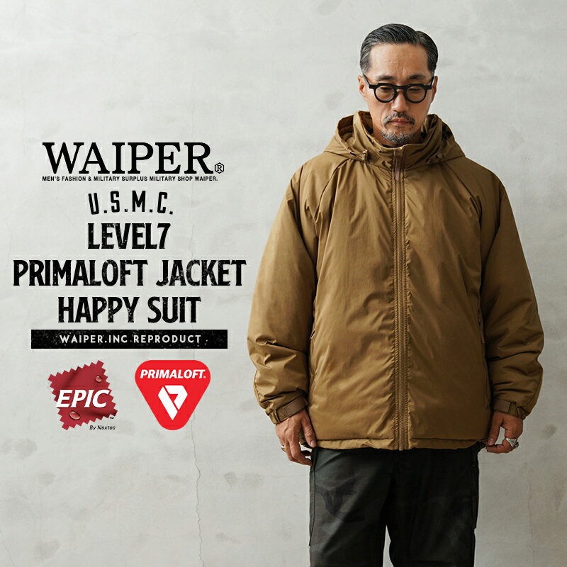 ★WAIPER.inc ワイパーインク 米軍 U.S.M.C. LEVEL7 PRIMALOFT ジャケット HAPPY SUIT EPIC【WP1019】【クーポン対象外】【S】｜メンズ アウター ミリタリー 大きいサイズ 軽量 軽い フード付き キャンプ アウトドア ブランド おしゃれ 春