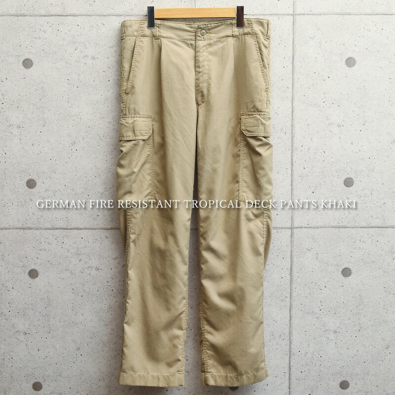 ミリタリーパンツ メンズ / 実物 USED ドイツ軍 FR（FIRE RESISTANT）トロピカル デッキパンツ KHAKI【Gr16サイズ～】【クーポン対象外】【I】/ カーゴパンツ カジュアル ワーク 軍放出品 軍パン 大きいサイズ ゆったり おしゃれ 古着 WAIPER 春 送料無料 父の日