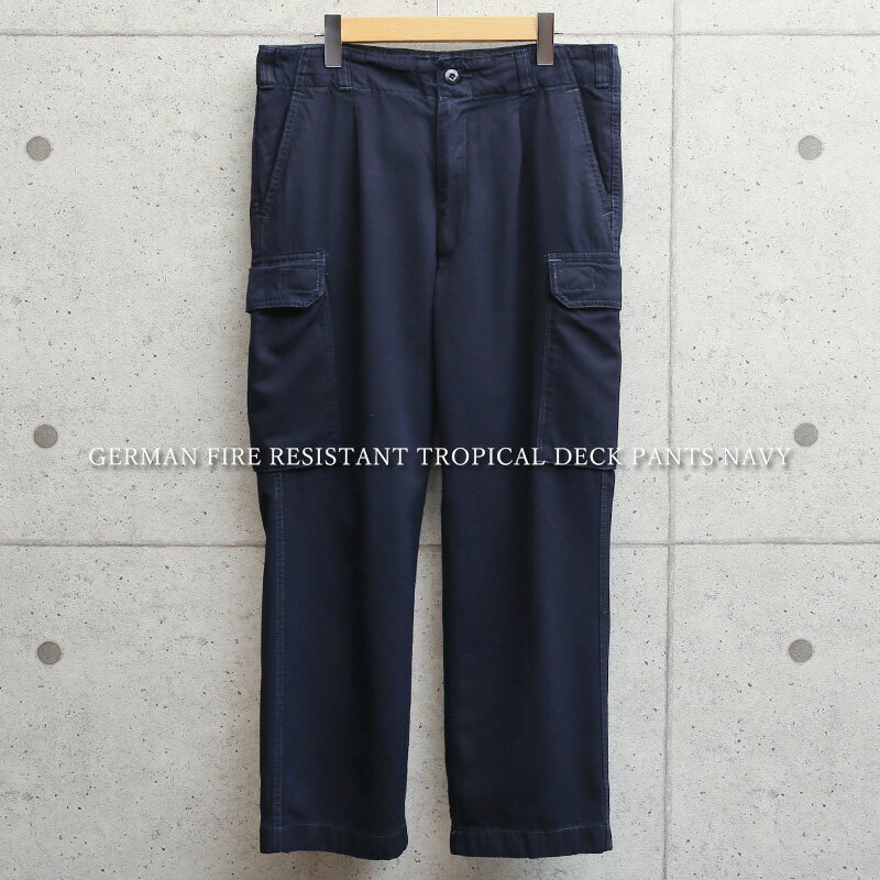 実物 USED ドイツ軍 FR（FIRE RESISTANT）トロピカル デッキパンツ NAVY【～Gr10サイズ】【クーポン対象外】【I】｜ミリタリーパンツ メンズ カーゴパンツ ワーク 軍放出品 軍モノ 軍パン 作業着 大きいサイズ おしゃれ 古着 ヴィンテージ 送料無料 プレゼント 父の日