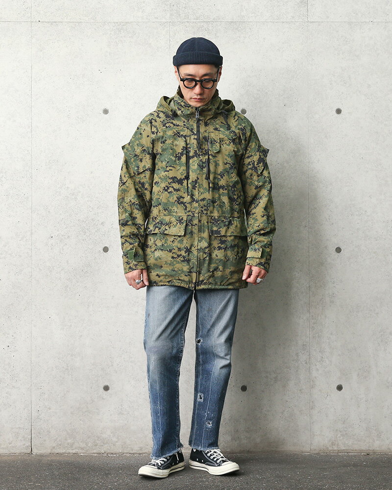 実物 USED 米海兵隊（U.S.M.C.）ECWCS WATERPROOF パーカー WOODLAND MARPAT【クーポン対象外】【I】｜ミリタリージャケット マウンテンパーカー エクワックス メンズ アウター 軍放出品 軍モノ 古着 おしゃれ カモフラージュ 迷彩 夏 WAIPER 楽天 送料無料