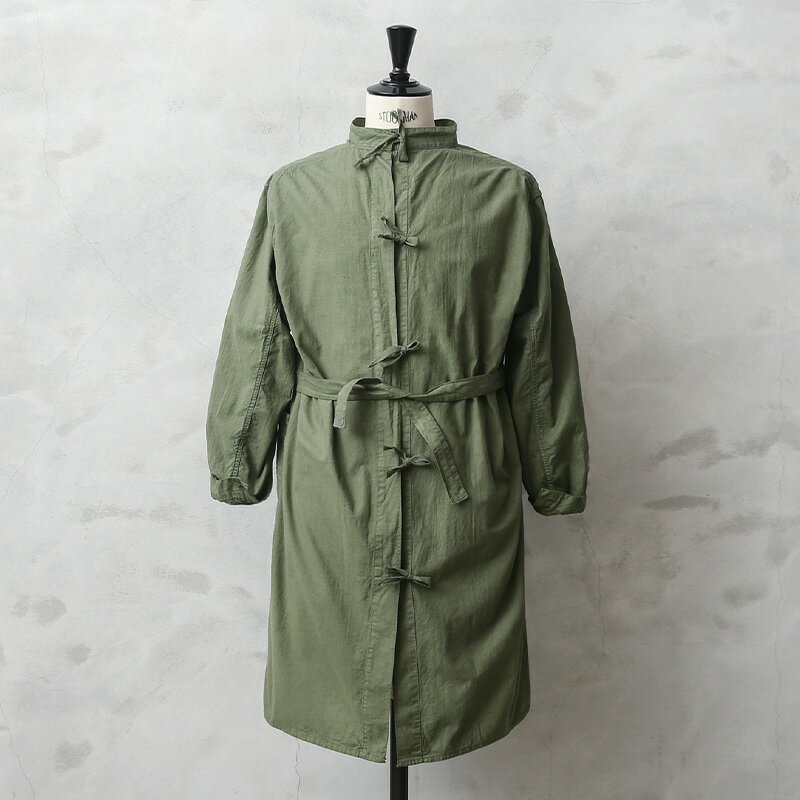 実物 新品 デッドストック ロシア軍 コットン ガウン コート OD染め #2 フロント紐 袖ボタン 腰横紐【クーポン対象外】【I】|ミリタリーコート メディカ...