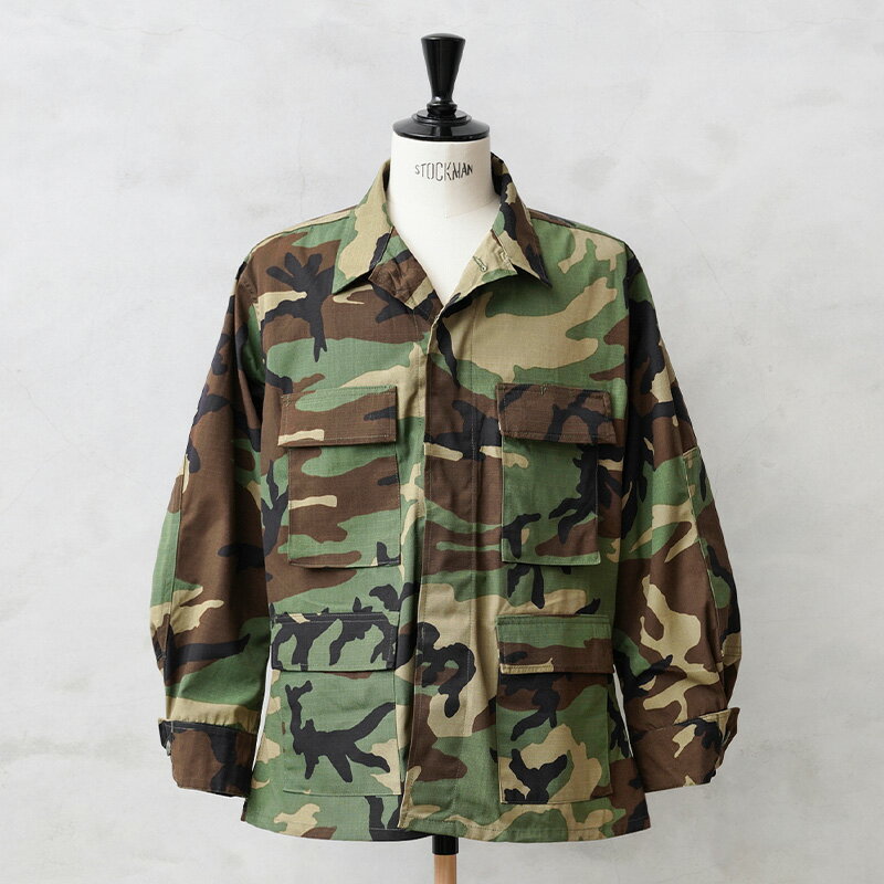 実物 新品 デッドストック 米軍 BDU WOODLAND CAMO ジャケット 後期型 リップストップ【クーポン対象外】【I】｜ミリタリージャケット フィールドジャケット ワークジャケット メンズ アウター 軍モノ 軍放出品 大きいサイズ 迷彩 カモフラージュ 父の日