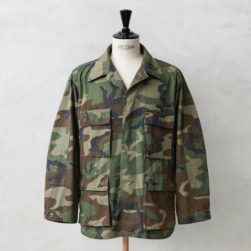 実物 USED 米軍 BDU WOODLAND CAMO ジャケット 前期型 ノンリップ｜ミリタリージャケット フィールドジャケット メンズ アウター 軍放出品 軍モノ 大きいサイズ 古着 おしゃれ ヴィンテージ カモフラージュ