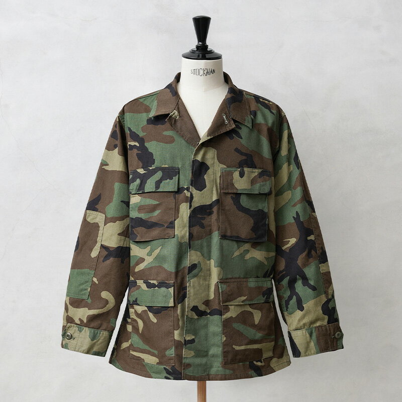 実物 新品 デッドストック 米軍 BDU WOODLAND CAMO ジャケット 後期型 ノンリップ｜ミリタリー アウター メンズ レディース 迷彩 カモ柄 カモフラ ウッドランド アメリカ軍 軍放出品 薄手 おしゃれ 福袋 WAIPER 春 送料無料 プレゼント 父の日