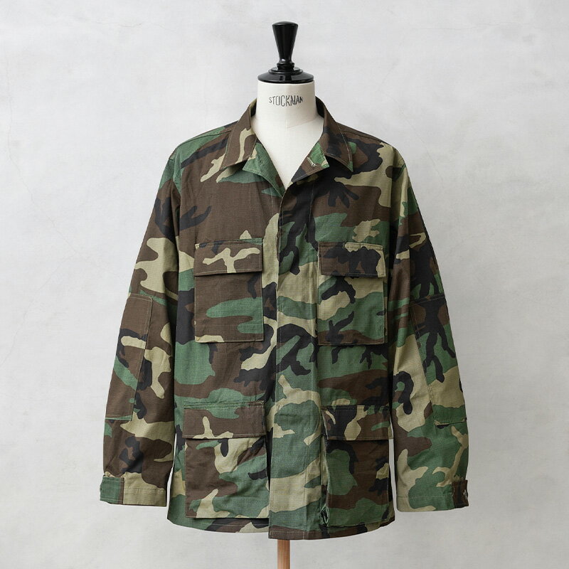 実物 新品 デッドストック 米軍 BDU WOODLAND CAMO ジャケット 中期型 リップストップ【クーポン対象外】【I】｜ミリタリー アウター メンズ レディース 迷彩 カモ柄 カモフラ ウッドランド アメリカ軍 軍放出品 薄手 おしゃれ 父の日