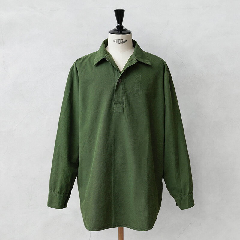 実物 USED スウェーデン軍 M-55 プルオーバーシャツ グリーン ラウンドカット【クーポン対象外】【I】|ミリタリー メンズ レディース シャツ グランパ...