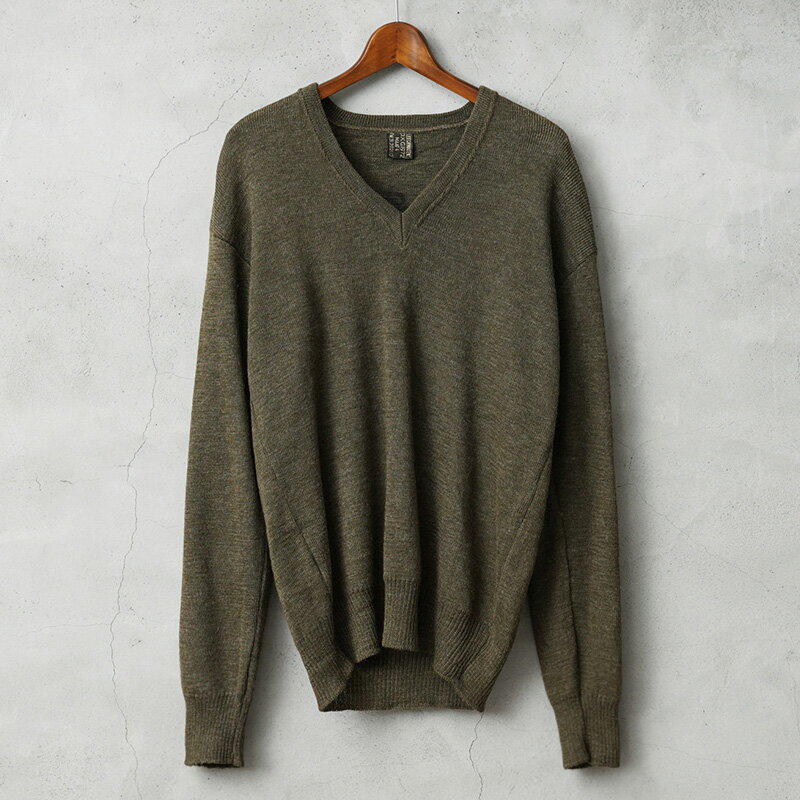 実物 USED オランダ軍 ヴィンテージ Vネック セーター【クーポン対象外】【I】|メンズ トップス ニット ウール 羊毛 カーキ オリーブ ミリタリー イン...