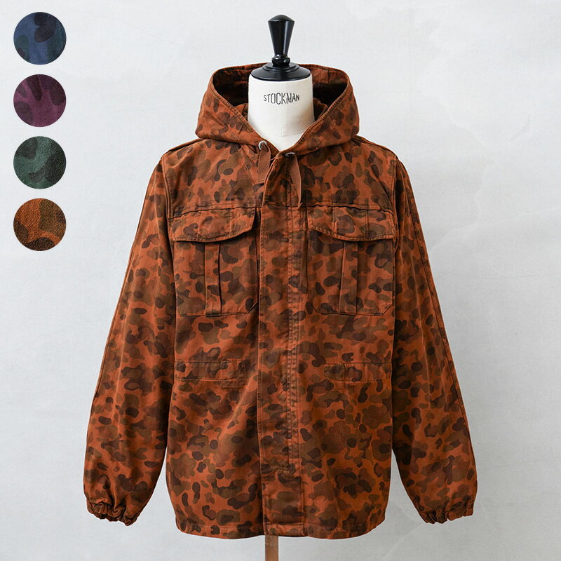 実物 USED オーストリア軍 ピードットカモ スモック パーカー OVER DYED フロントジッ