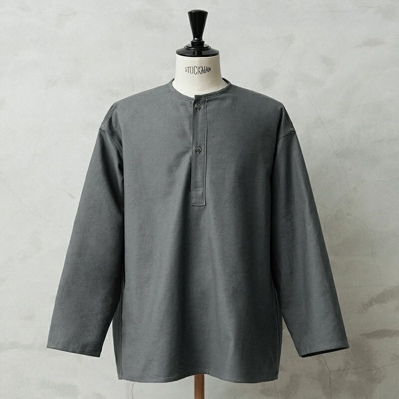 実物 新品 デッドストック ロシア軍 70s ヘンリーネック スリーピングシャツ Olive Gray｜パジャマシャツ メンズ レディース グランパシャツ トップス 大きいサイズ 長袖 無地 グレー 父の日