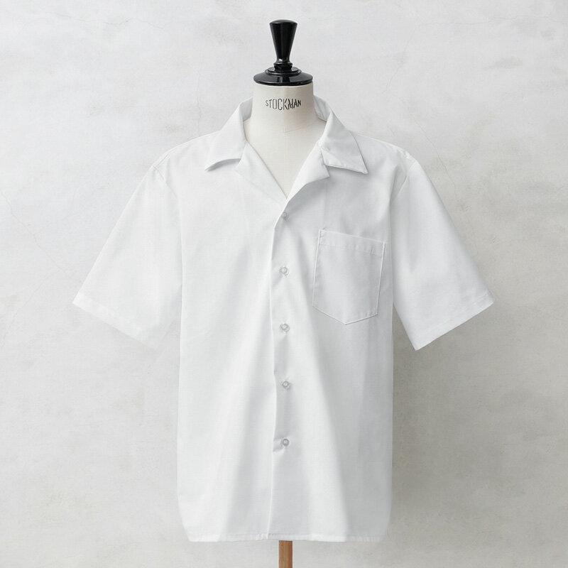 実物 新品 デッドストック 米軍 GENERAL PURPOSE SMOCK ショートスリーブ シャツ【クーポン対象外】【I】｜ミリタリーシャツ ワークシャツ オープンカラー 軍放出品 軍モノ 無地 半袖 ホワイト 大きいサイズ 父の日