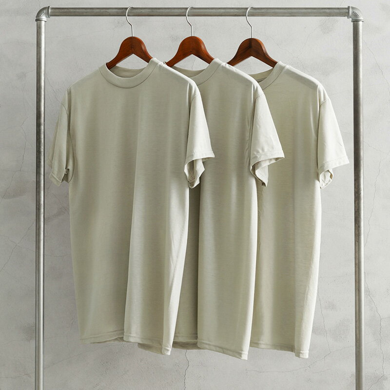 実物 新品 デッドストック 米軍 MOISTURE WICKING Tシャツ SAND 3PACS MADE IN USA【クーポン対象外】【I】｜メンズ トップス セット 無地 大きいサイズ 速乾 スポーツ トレーニング インナー 肌着 古着 ファッション おしゃれ 父の日