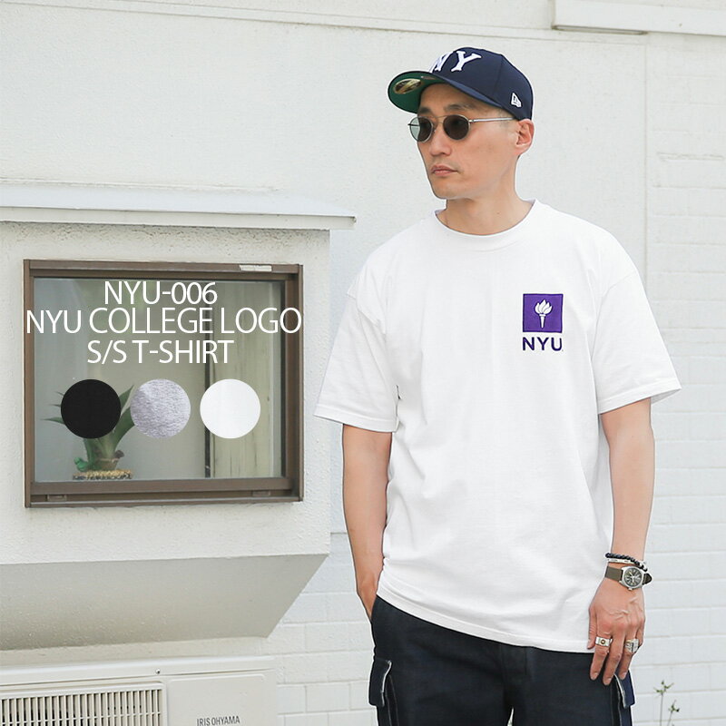 クーポンで最大15%OFF★【あす楽】 NYU-006 NYU logo ショートスリーブ Tシャツ【T】｜メンズ 半袖Tシャツ プリント アメリカ製 大きいサイズ トップス カレッジロゴ ストリート カジュアル ファッション おしゃれ 秋 冬 送料無料 セール sale 父の日