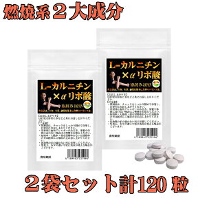 L-カルニチン×α-リポ酸　60粒　2袋セット計120粒　約2ヶ月分　貴方の運動をサポートする2大成分　2粒あたり　Lカルニチン 141.25mg配合　理想のあなたへ