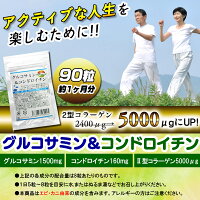 グルコサミン&コンドロイチン【90粒/約1ヶ月分】【8粒当たりグルコサミン1500mgコンドロイチン160mgII型コラーゲン5000μg配合!