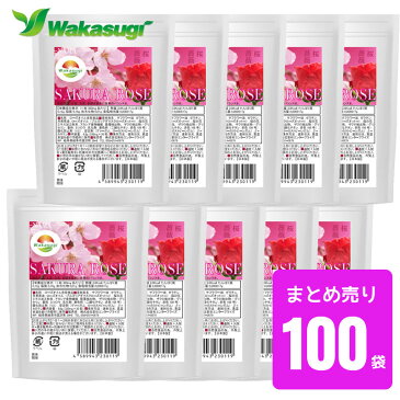 【送料無料】桜ローズ　30粒　まとめ売り100袋セット計3000粒　生カプセルタイプ　桜と薔薇　匂いと美容をコンセプト新フレグランスサプリ　美容＋ローズサプリメント　ブルガリア産ローズ使用　薔薇とサクラの相性は　あす楽対応　若杉サプリ