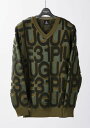 ★即納・35%OFF★1PIU1UGUALE3 ウノピゥウノウグァーレトレ ゴルフ ウノピュ 113 GOLF V-NECK KNIT BIG FULL LOGO KHAKI Vネック ビッグフルロゴ ニット カーキ【GRK054-PRY110】