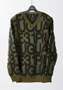 ★新作★1PIU1UGUALE3 ウノピゥウノウグァーレトレ ゴルフ ウノピュ 113 GOLF V-NECK KNIT BIG FULL LOGO KHAKI Vネック ビッグフルロゴ ニット カーキ【GRK054-PRY110】