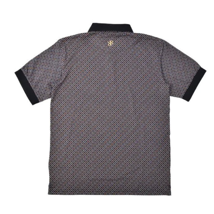 30％OFF!!★NEW★Resurrection メンズ 七宝パターンポロシャツ ブラック レザレクション BF12PS16-M