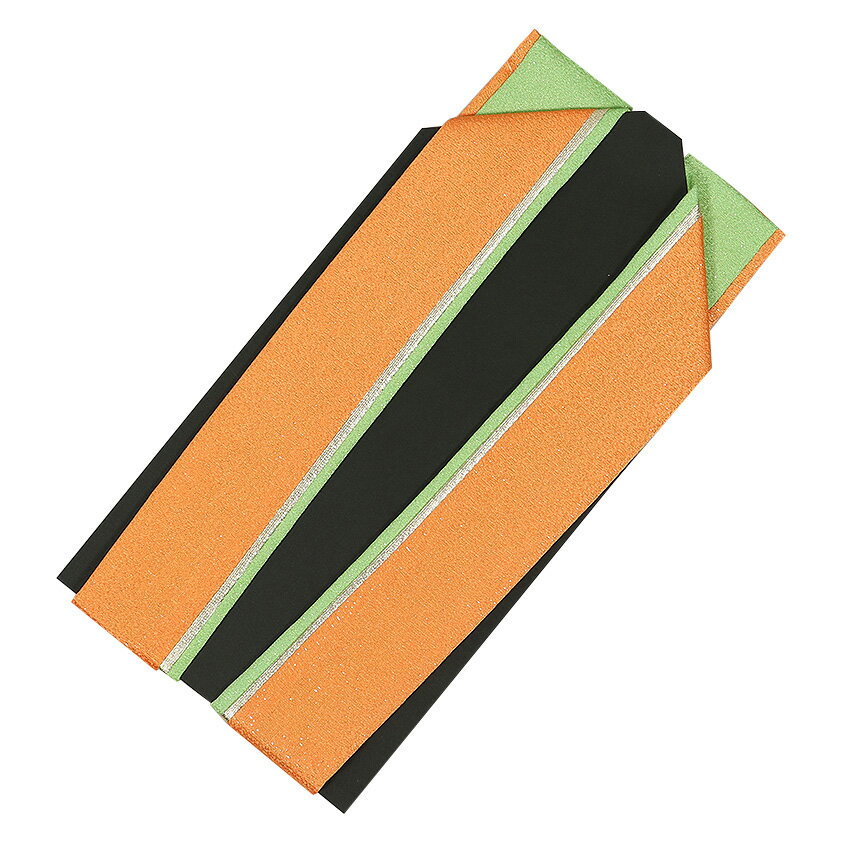 伊達衿 重ね衿 三重重ね 振袖用 オレンジ 黄緑 金 正絹 ラメ NO.12 成人式 卒業式 送料無料 21-056-6