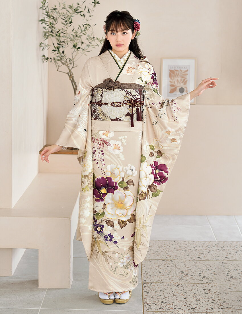 振袖 販売 単品 成人式 ベージュ 古典 正絹 新品 振袖ブランドBloom 2026年成人式 オーダーメイド 未仕立て 仕立て付 結婚式 卒業式 結納 お正月 送料無料 c3814-s