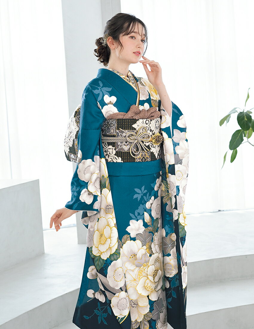 ＼ 値引きサービス中 ／ 振袖 販売 フルセット 成人式 値引き可 青緑 青碧 古典 正絹 新品 振袖ブランドBloom 2026年成人式 オーダーメイド 未仕立て 仕立て付 小物合わせ自由 着付け小物付 単品購入可 結婚式 卒業式 結納 お正月 送料無料 c3815