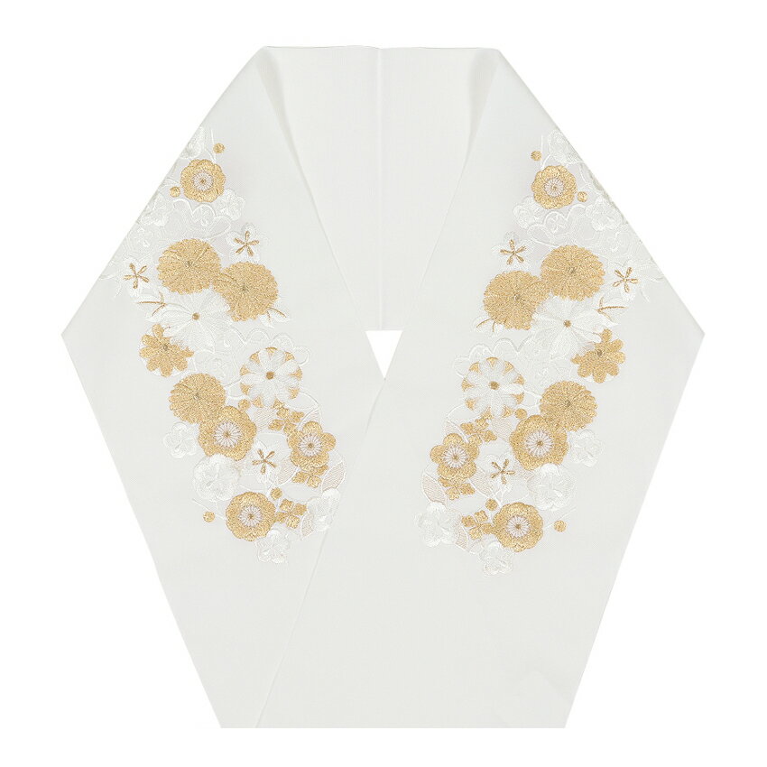 刺繍半襟 半襟 白 四季花 シエルリー 振袖 古典 成人式 和装 刺繡半衿 半衿 現品限り 送料無料 9624-0901-1s