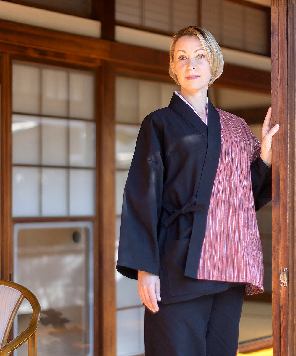 女性 作務衣 8045 日本製 和粋庵女性たて絣デザイン作務衣　-綿100%-　女性用作務衣 2