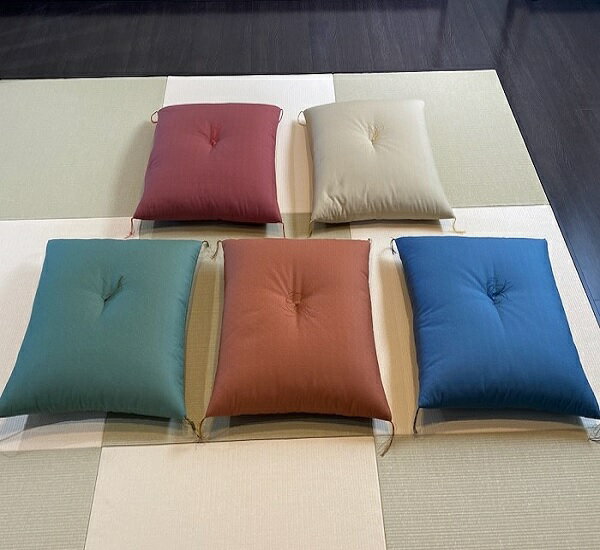 座布団 手作り綿座布団 銘仙版 55×59cm 普段用 無地カラー