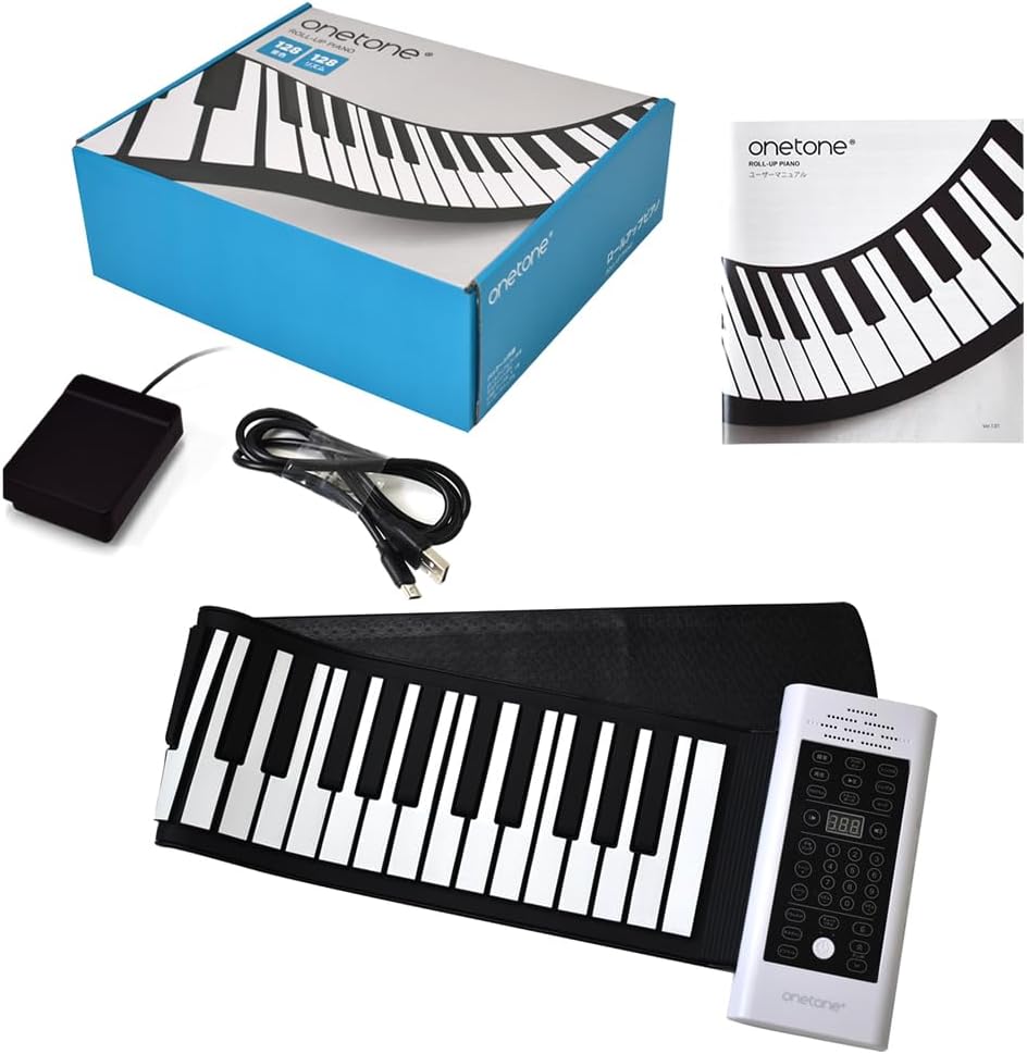 ONETONE OTRP-61 ワントーン ロールピアノ (ロールアップピアノ) 61鍵盤 スピーカー内蔵 充電池駆動 トランスポーズ機能搭載 USB-MIDI対応 サスティンペダル/USBケーブル/日本語マニュアル付属【送料無料】